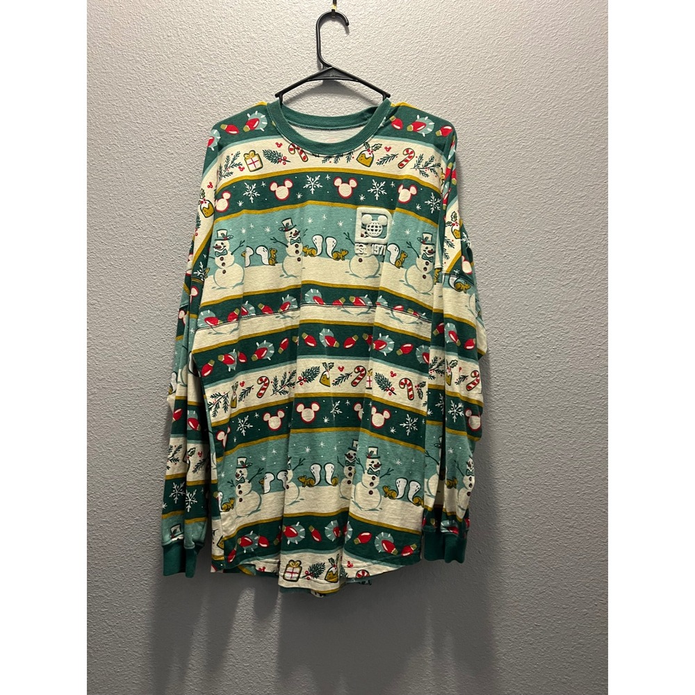 Disney World Holiday Christmas Snowman‎ Mickey Mouse Long Sleeve Shirt